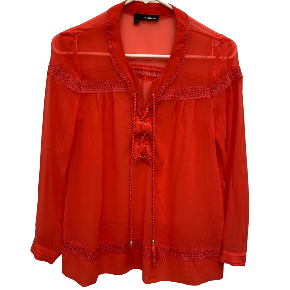 The Kooples Red Sheer Blouse